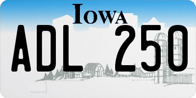 IA license plate ADL250