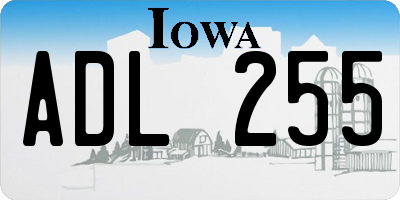 IA license plate ADL255