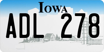 IA license plate ADL278