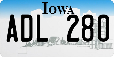 IA license plate ADL280