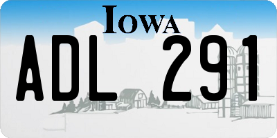 IA license plate ADL291