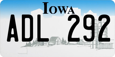 IA license plate ADL292