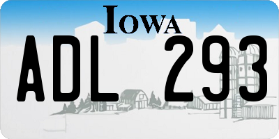 IA license plate ADL293