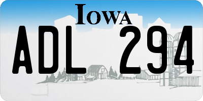 IA license plate ADL294