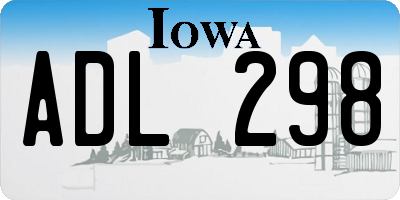 IA license plate ADL298