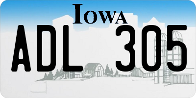 IA license plate ADL305