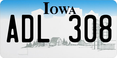 IA license plate ADL308