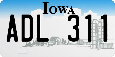 IA license plate ADL311