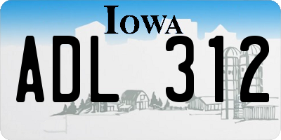 IA license plate ADL312