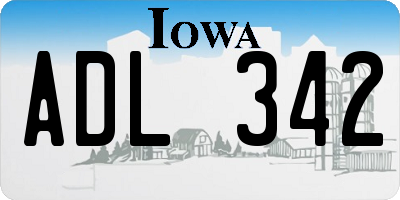 IA license plate ADL342
