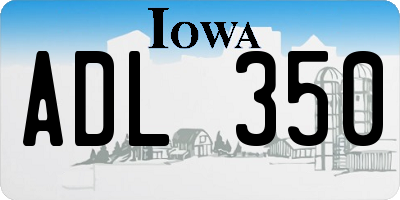 IA license plate ADL350