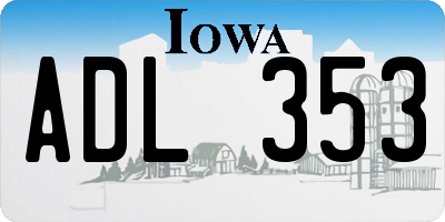 IA license plate ADL353
