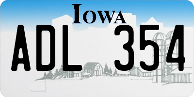 IA license plate ADL354