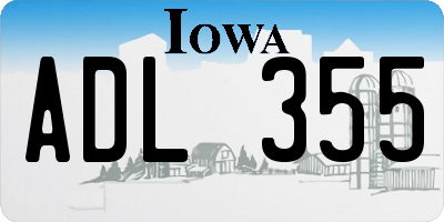 IA license plate ADL355