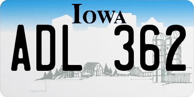 IA license plate ADL362