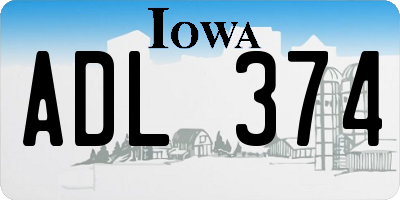 IA license plate ADL374