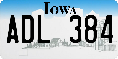 IA license plate ADL384