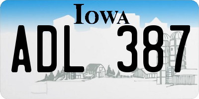 IA license plate ADL387