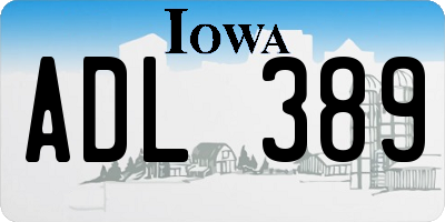 IA license plate ADL389