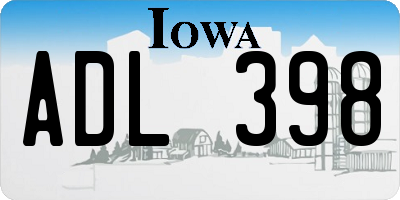 IA license plate ADL398