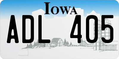 IA license plate ADL405