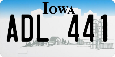 IA license plate ADL441