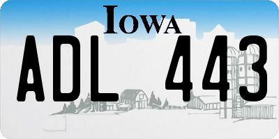 IA license plate ADL443