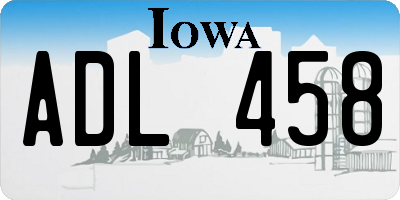 IA license plate ADL458
