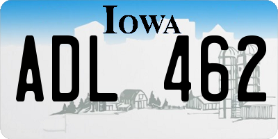 IA license plate ADL462