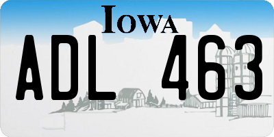 IA license plate ADL463