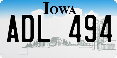 IA license plate ADL494
