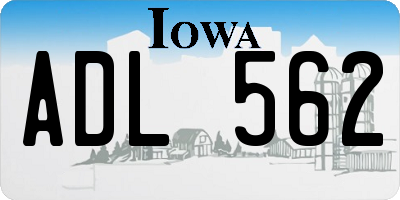 IA license plate ADL562