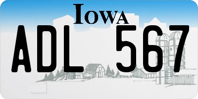 IA license plate ADL567
