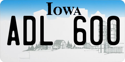 IA license plate ADL600