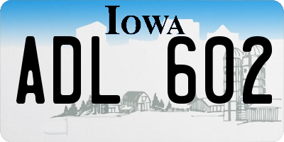 IA license plate ADL602