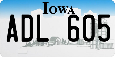 IA license plate ADL605