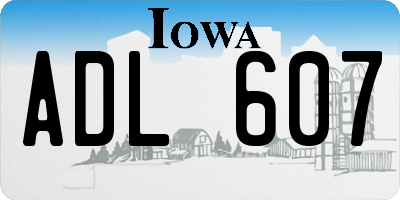 IA license plate ADL607