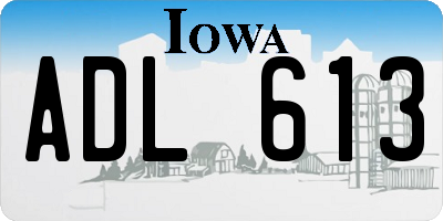IA license plate ADL613