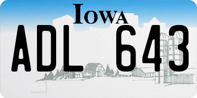 IA license plate ADL643