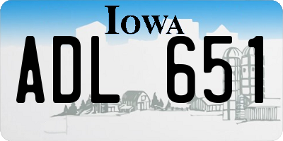 IA license plate ADL651