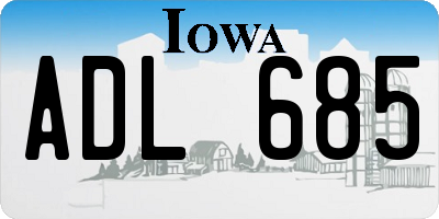 IA license plate ADL685