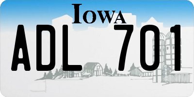IA license plate ADL701