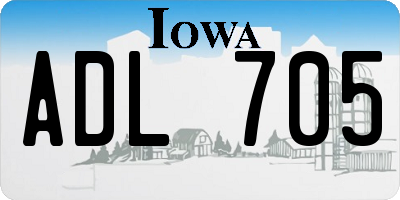 IA license plate ADL705