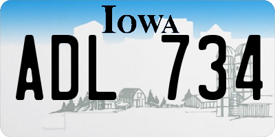 IA license plate ADL734