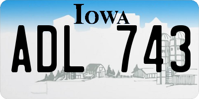IA license plate ADL743