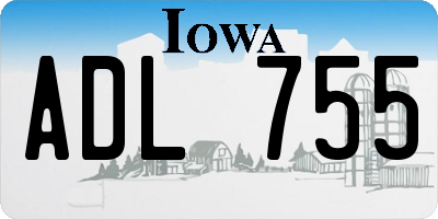 IA license plate ADL755