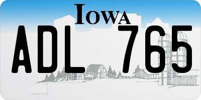 IA license plate ADL765