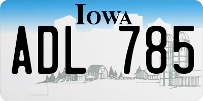 IA license plate ADL785