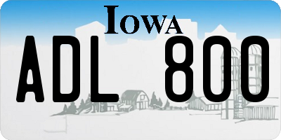 IA license plate ADL800