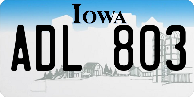 IA license plate ADL803